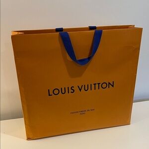 Louis Vuitton Bold Orange Tote with Blue Handles